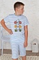 Костюм детский из футболки и бридж из кулирки Fruits & bikes / Голубой